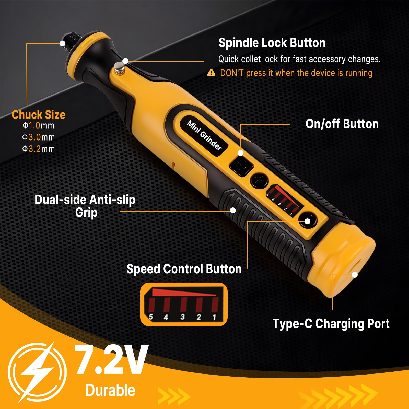 CandWuom Rotary Tool Kit, Hand Rotary Tools Mini for Wood/Metal, Electric Cordless Grinder Drill Machine Set with Flex Shaft for Carving, Cutting, Sanding, Grinding, Polishing, Engraving