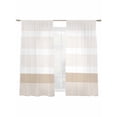 thumbnail image 2 of Brown Stripe Semi Sheer Curtains 63 Inch Length 2 Panels Set, Modern Rustic Horizontal Brown Striped Sheer Kitchen Curtain Privacy Voile Window Curtain for Living Room Bedroom Rod Pocket Drapes, 2 of 7