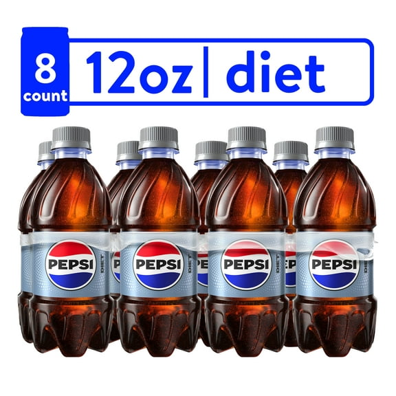 Diet Pepsi Cola Soda Pop, 12 fl oz, 8 Pack Bottles