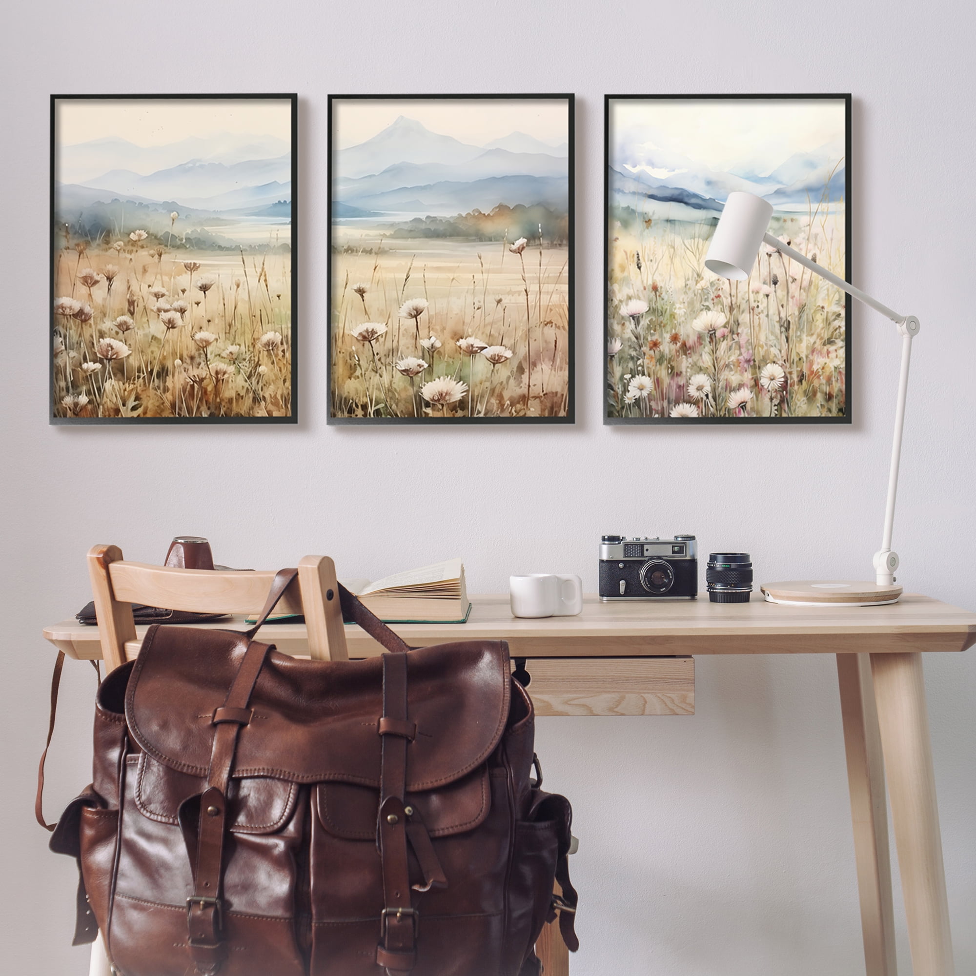 Stupell Industries In The Field Landscape Landscape Painting Black Framed Art Print Wall Art, 24 x 30, Set of 3