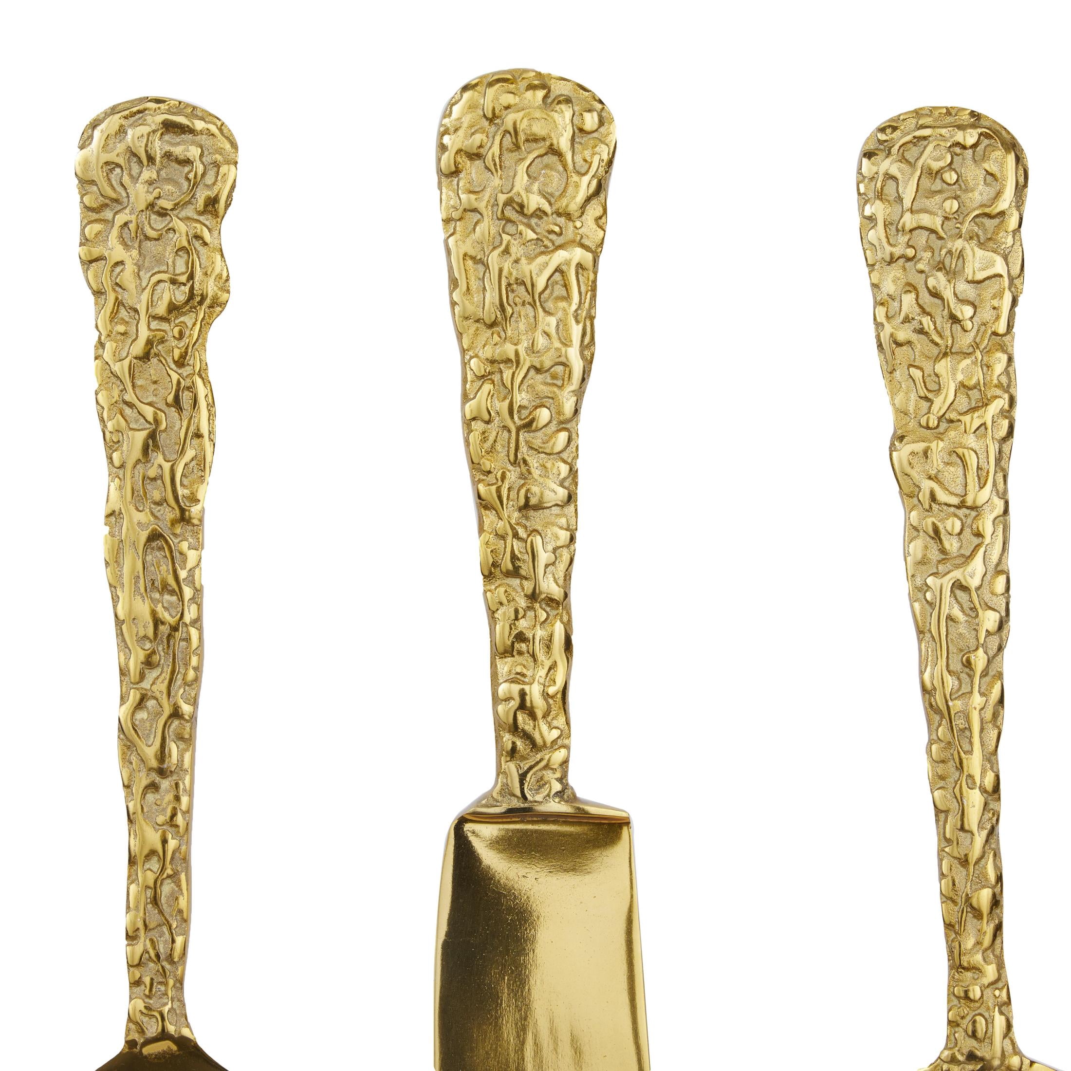 DecMode Gold Aluminum Metal Knife, Spoon and Fork Utensils Wall Decor (3 Count)