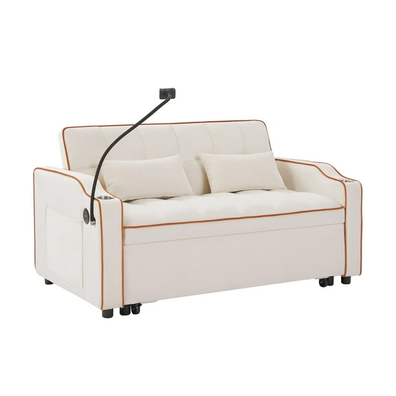 3-in-1 Foldable Sofa Bed – Velvet Futon w/ USB Port & Swivel Stand, Adjustable Back – Sleeper for Living Room, Office – Adult