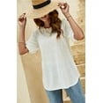 thumbnail image 6 of Uniexcosm Womens Tops Short Sleeve Round Neck Summer T-Shirt Casual Button Tunic, 6 of 7