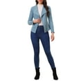 thumbnail image 2 of INSPIRE CHIC Women's Faux Suede Drape Blazer Collar Long Sleeves Open Front Jacket XL Gray Blue, 2 of 6