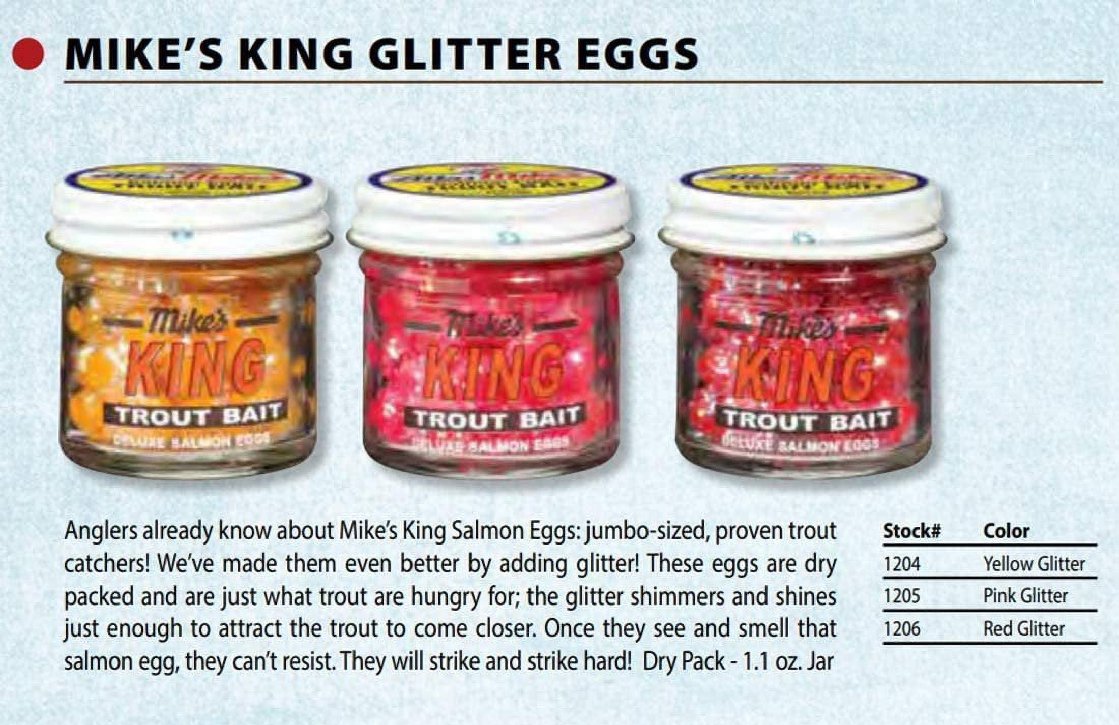 Atlas-Mike's King Salmon Eggs Trout Bait, Yellow Glitter, 1.6 oz., 1204 