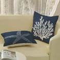 thumbnail image 5 of Blue Starfish Pillow Covers 18x18 Inch Set of 2, Nautical Ocean Coastal Blue Coral Throw Pillows Spring Summer Decorations Linen Pillowcase Outdoor Decor Farmhouse Cushion Case for Home Holiday, 5 of 6
