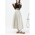 thumbnail image 6 of Women’s High-Waisted Pleated Midi Skirt with Belt, Elegant A-Line Flared Suit Skirt, Slimming Fashion Mid-Length Skirt for Office, Casual, and Daily Wear, 6 of 8