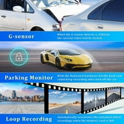Podofo 9.66 Touch Screen Car Rearview Mirror Dash Cam 2 Cameras Driving Recorder Wireless Carplay Android Auto Aux Touch Screen Voice Control,with 64GB Card