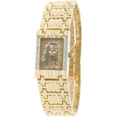 Women's Our Father/Jesus Rectangular Bracelet Watch, Gold