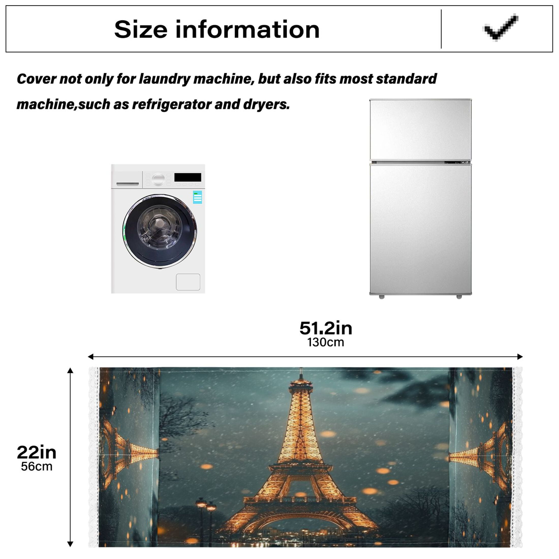 The Tower Of ParisWasher and Dryer Covers Dust-Proof and Oil Resistant Fridge Cover with 4 Storage Pockets Washing Machine Top Cover for Laundry Kitchen Home 51.2 x 22 In