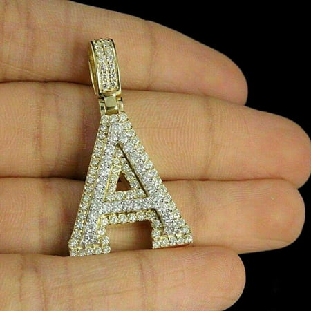 1.25Ct Lab Created Diamond Alphabet Letter A Pendant 14k Yellow Gold Plated