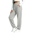 thumbnail image 3 of Winter Casual Jogger Sweatpants for Women Elastic Waist Loose Fit Ribbed Cuffed Ankle Athletic Workout Lounge Fall Winter Everyday Pants with Pockets, 3 of 7