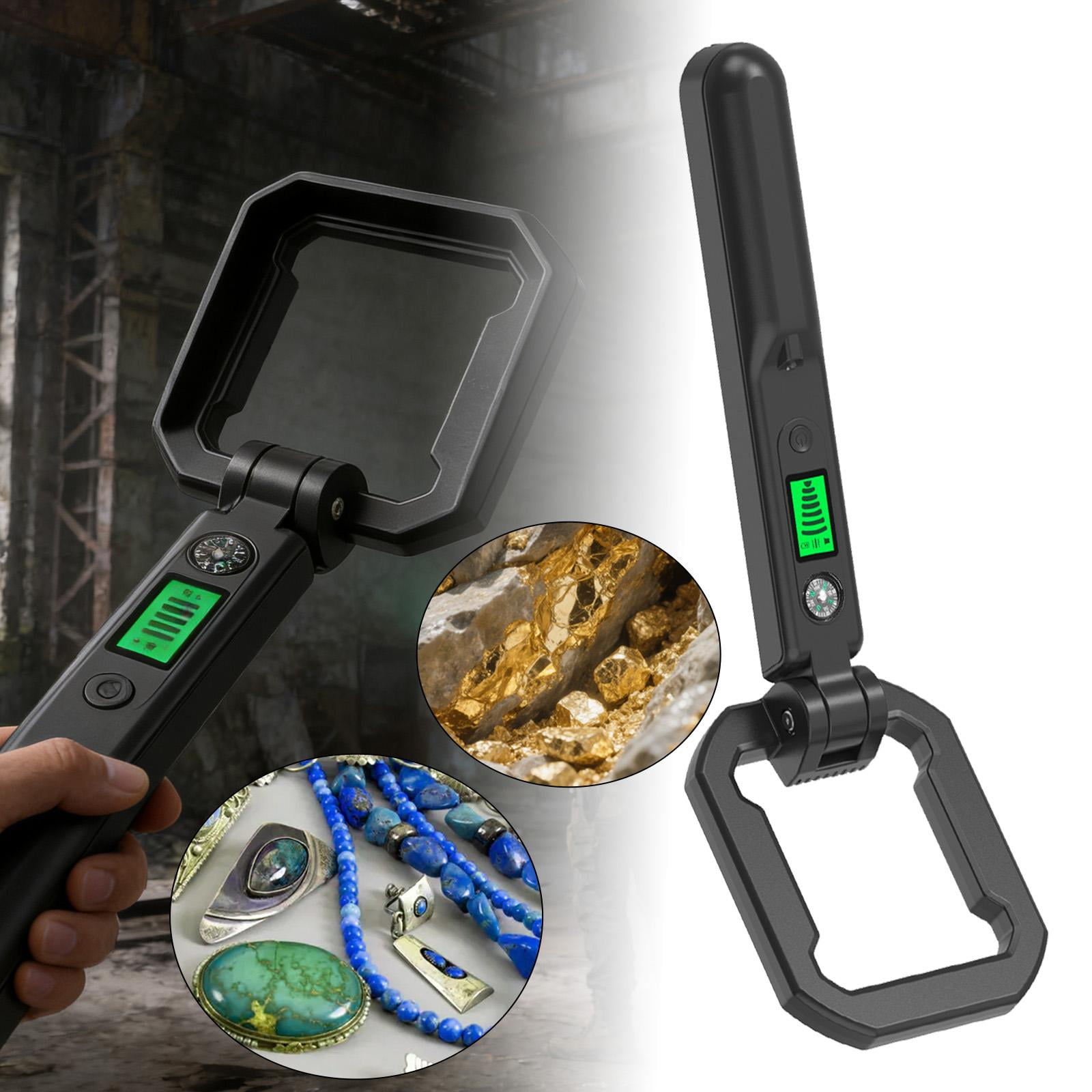 Handheld Detector Foldable Metal Scanner Treasure Finder LCD Display Sound Alarm ABS Material Adults Outdoor Use
