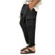 thumbnail image 4 of Pantalones largos de algodón y lino para hombre con cintura elástica y cordón ajustable, pantalones casuales de uso diario, pantalones deportivos, pantalones para hombre, 4 of 6