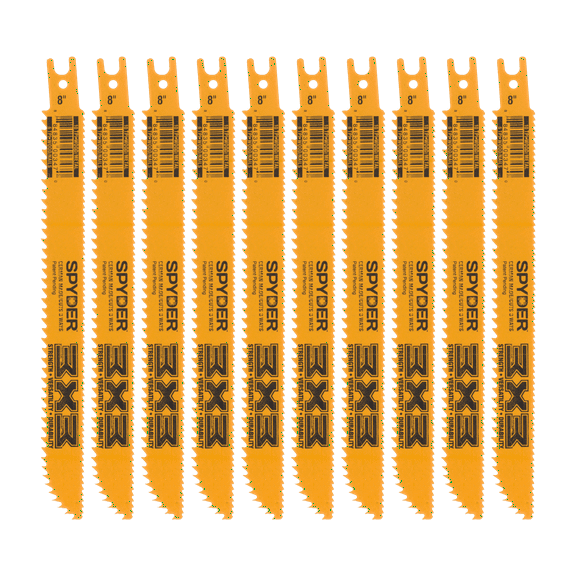 Spyder 3X3™ Double-Sided 8-Inch 6/10-TPI Double-Edged Reciprocating Saw Blade (10-Pack) 200200