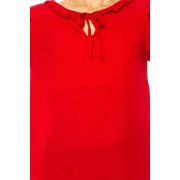 Heo Clothing Solid Tie Neck Short Sleeve Blouse, Women's