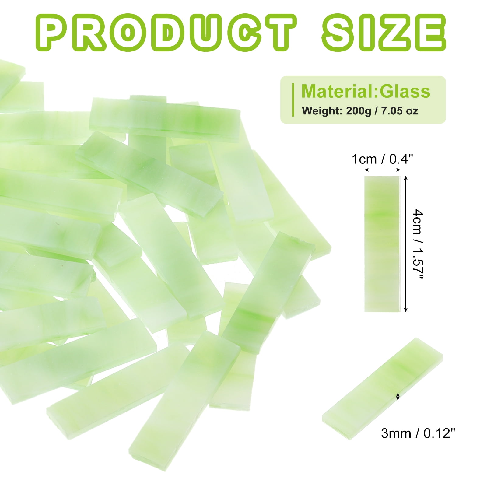Stained Glass Strip, Light Green Mosaic Tiles 200g/7.05 oz