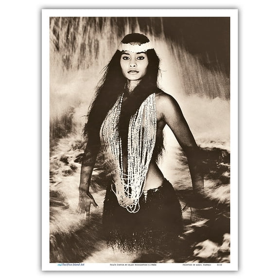 Pele's Sister - Namakaokahai Hawaiian Sea Goddess - Vintage Sepia Toned Photograph by Alan Houghton c.1960s - Master Art Print (Unframed) 9in x 12in