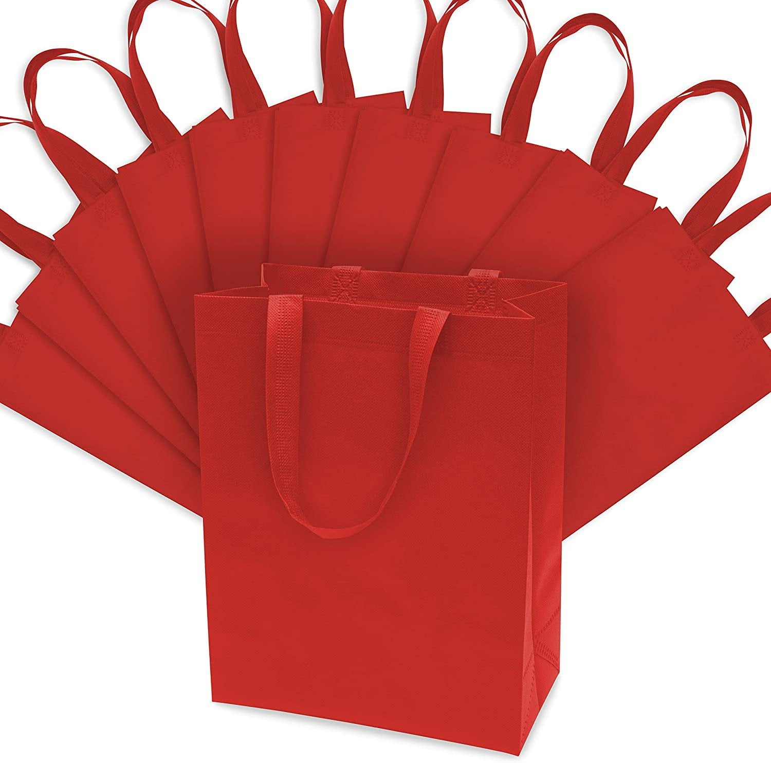 Zenpac Large Fabric Red Reusable Gift Bags with Handles for All