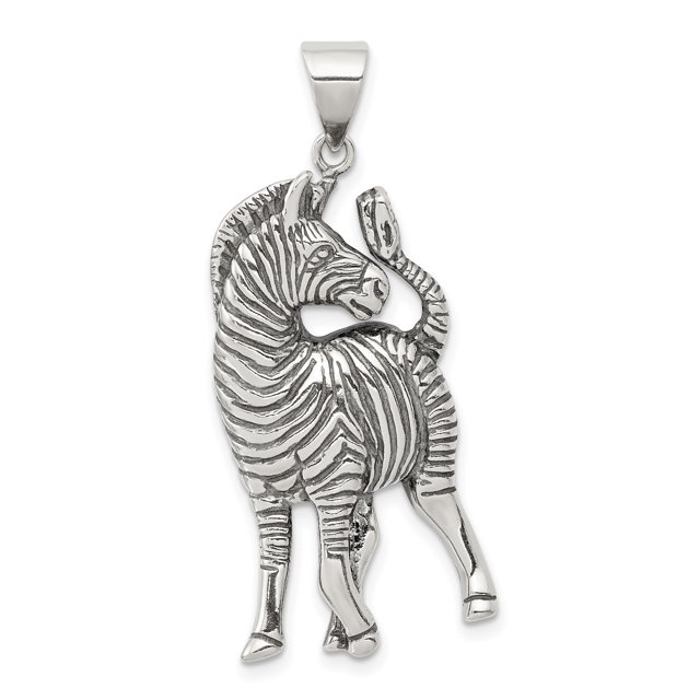 Collier Pendentif Animal Vintage Zèbre en Argent Sterling 925