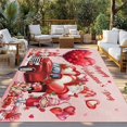 thumbnail image 2 of Pink Valentine's Day Outdoor Rug for Patio/Deck/Porch, Non-Slip Large Area Rug 5 x 7 Ft, Love Heart Gnomes Truck Roses Indoor Outdoor Rugs Washable Area Rugs, Reversible Camping Rug Carpet Runner, 2 of 8