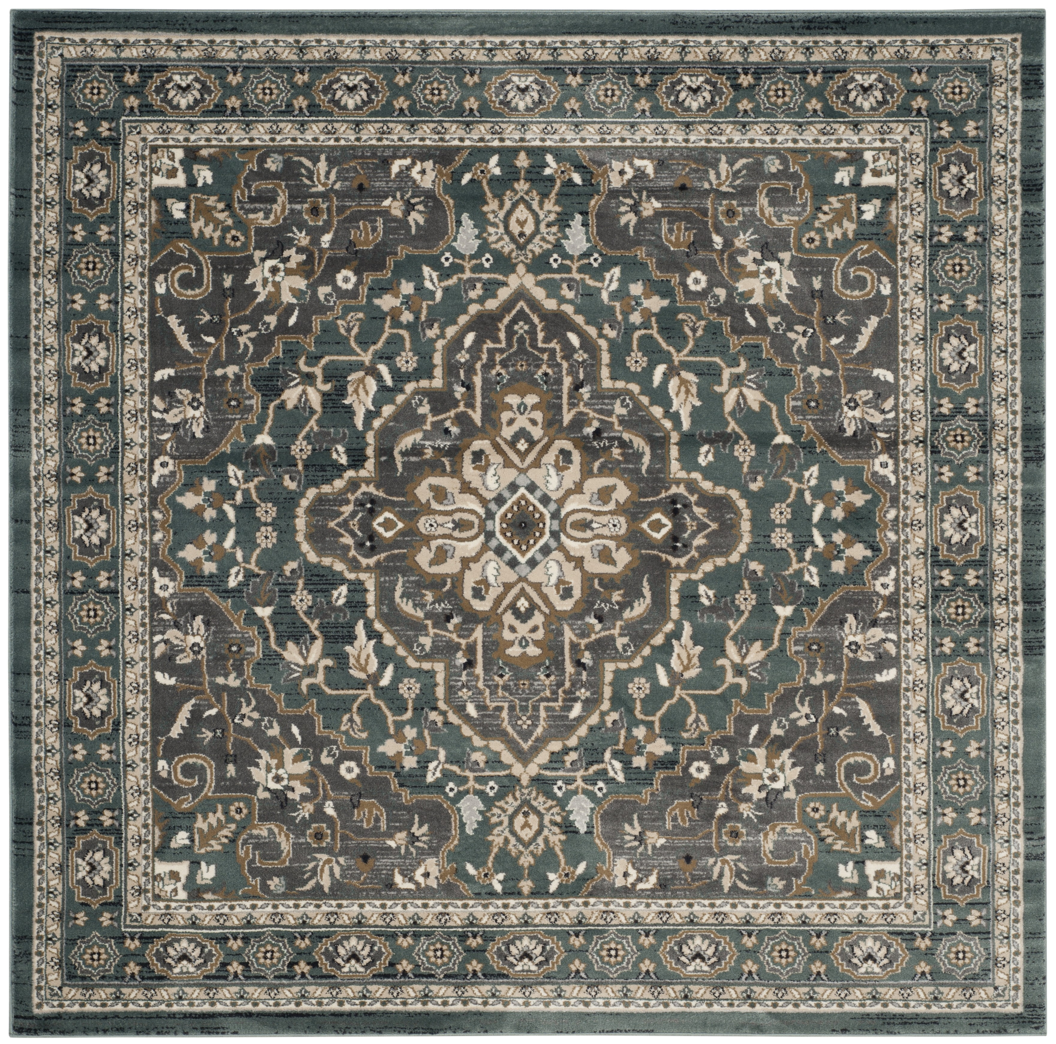 Safavieh Lyndhurst Idella Floral Area Rug, Teal/Gray, 4' x 4' Square