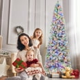 thumbnail image 5 of Firstness 9ft Pre-Lit Artificial Pencil Christmas Tree with 550 Multicolor LED Lights,Snow Flocked Xmas Tree, 5 of 11