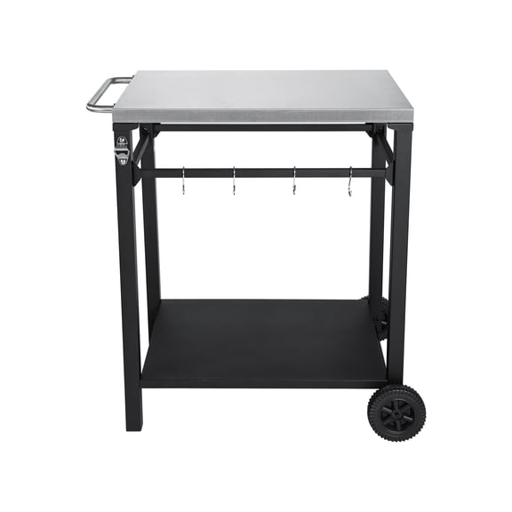 Outdoor Bbq Grill Cart, Stainless Steel With Wheels, Hooks And Opener, Heavy-Duty Portable For Patio