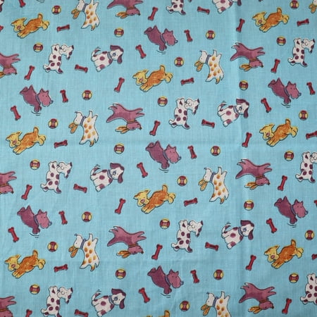 Poly-Cotton Playful Puppies Prints Fabric 58 Wide by 360 (10-Yards) for Arts Crafts & Sewing