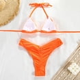 thumbnail image 6 of lcziwo Weekly Sales Women's Triangle Halter Bikini Set Summer Spaghetti Straps Bras and High Waisted Swim Shorts 2 Piece Outfits Casual Ruched Swimsuit Orange S, 6 of 7