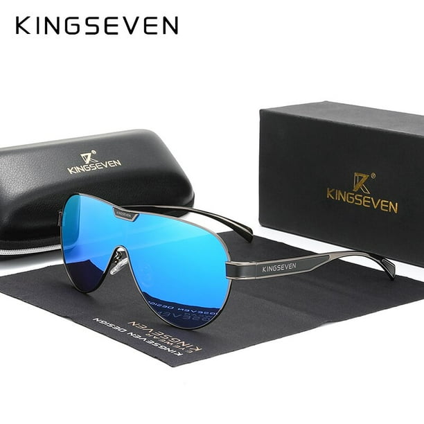 KINGSEVEN gafas de sol de gran tamano para hombre y mujer lentes de espejo polarizadas proteccion UV acero inoxidable N7762 Fivean unisex Bodega Aurrera en linea