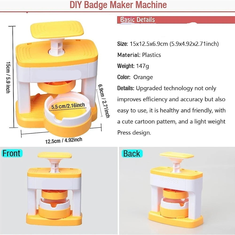 MINI Badge Button Maker Machine Set, DIY Pin Badges Button Press, Pin Button Making Machine ,Beginner-Friendly