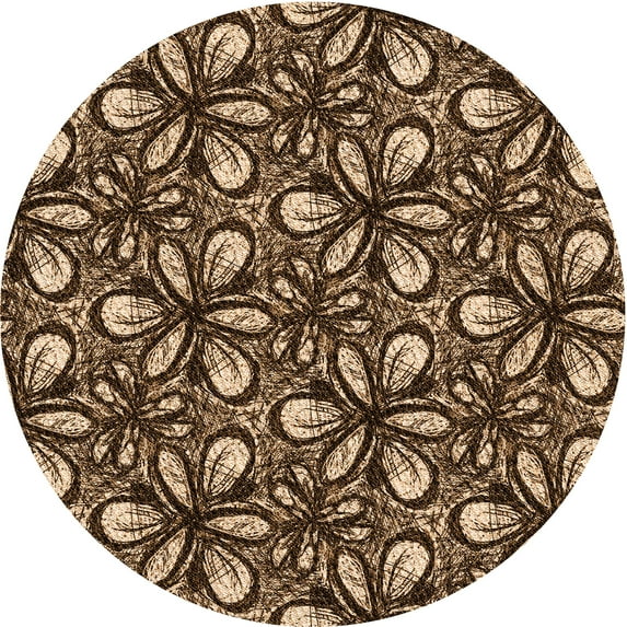 Ahgly Company Indoor Round Patterned Brown Sand Brown Area Rugs, 3' Round