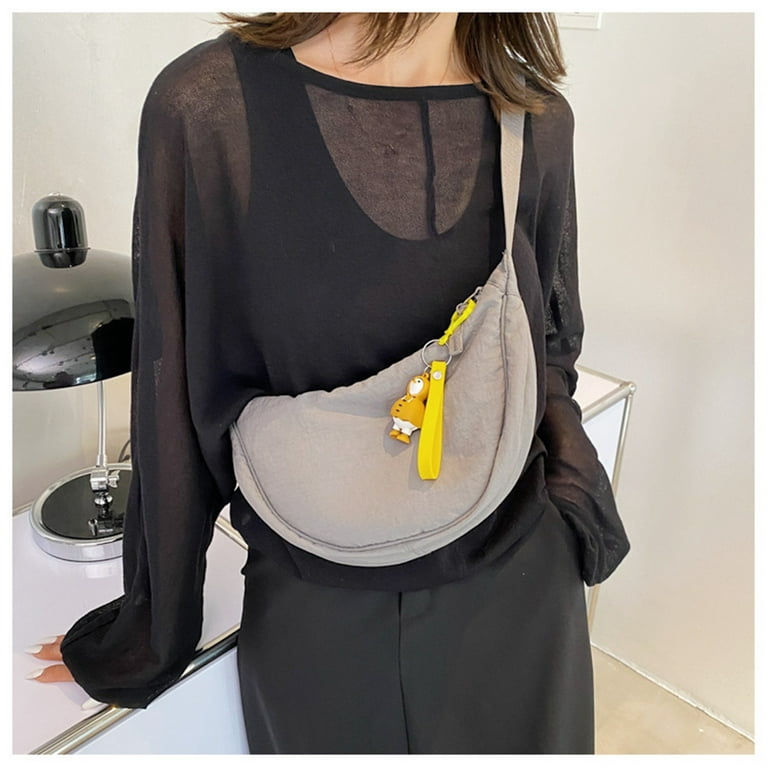 Small Nylon Crescent Shoulder Bag for Women, Soft Casual Crossbody Purse  Fanny Pack Chest Bag Satchel Daypack Sling Bag