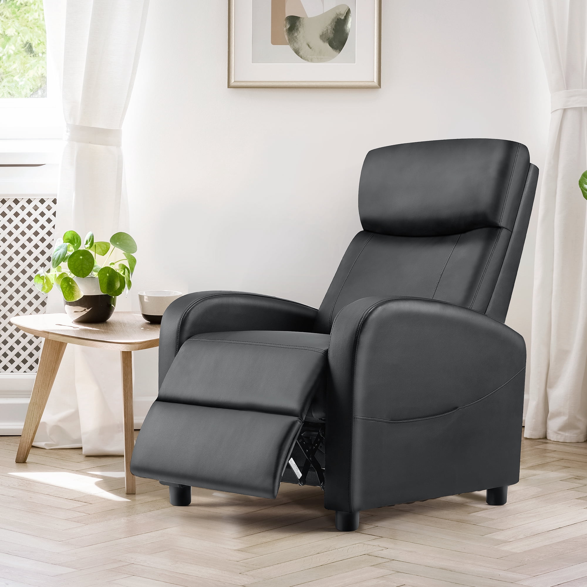 GIANNA Massage Recliner, Home Theater Recliner with Padded Seat and Massage Backrest, Black