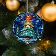 thumbnail image 4 of Qocolhg Christmas Tree Hanging Ornament, Stained Glass Ornament Christmas Acrylic Round Pendant Stained Glass Christmas Tree Ornament for Christmas Tree Decor Christmas Round Hanging Ornament, 4 of 6