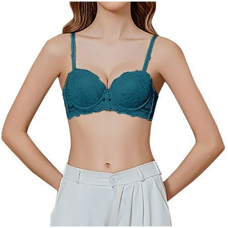 Cute Sports Bras for Women Back-Smoothing Bra Feature V-Neck Bralette Bra Style W-1544 Hook and Eye Closure Sports Bras for Running Green 32