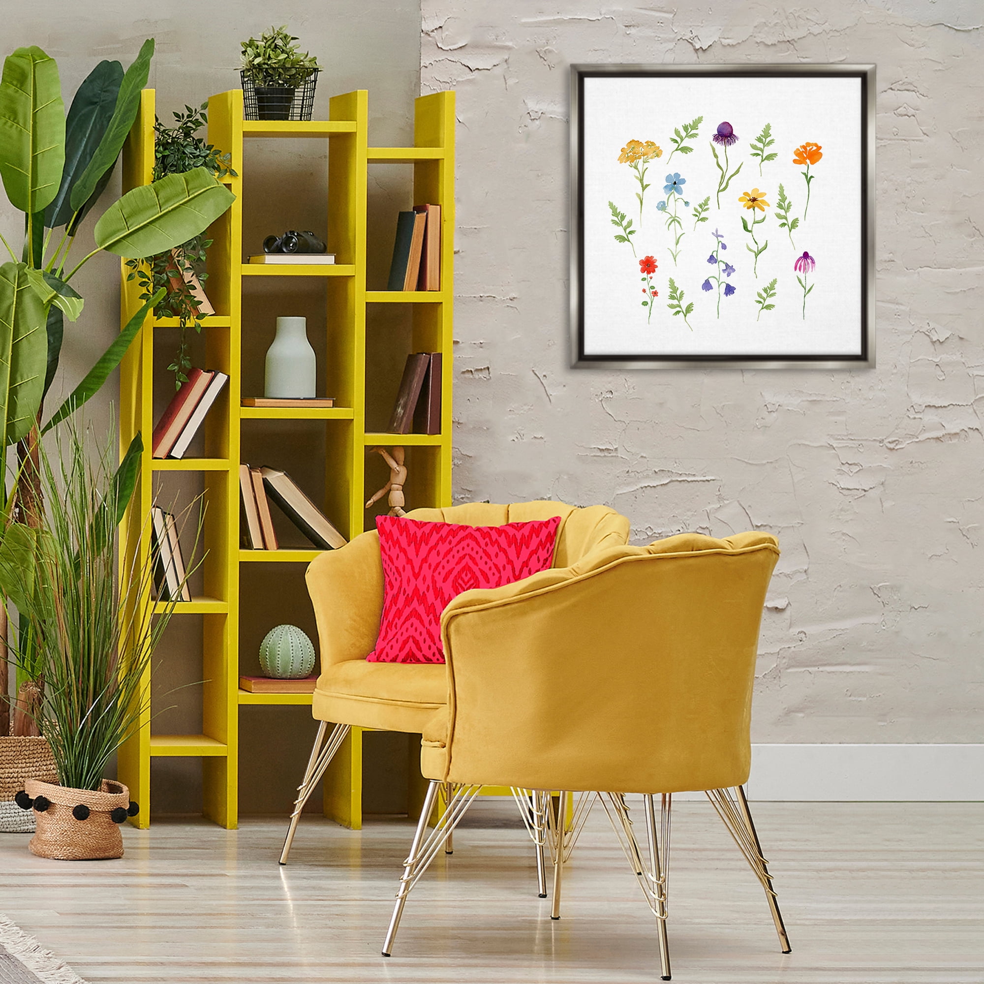 Stupell Industries Various Cottage Herbs Plants & Flowers Painting Gray Floater Framed Canvas Art Print Wall Art, 25 x 25