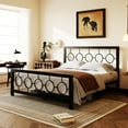 thumbnail image 1 of Amolife Black Queen Size Metal Platform Bed Frame with Circular Vintage Headboard & Footboard, 1 of 9
