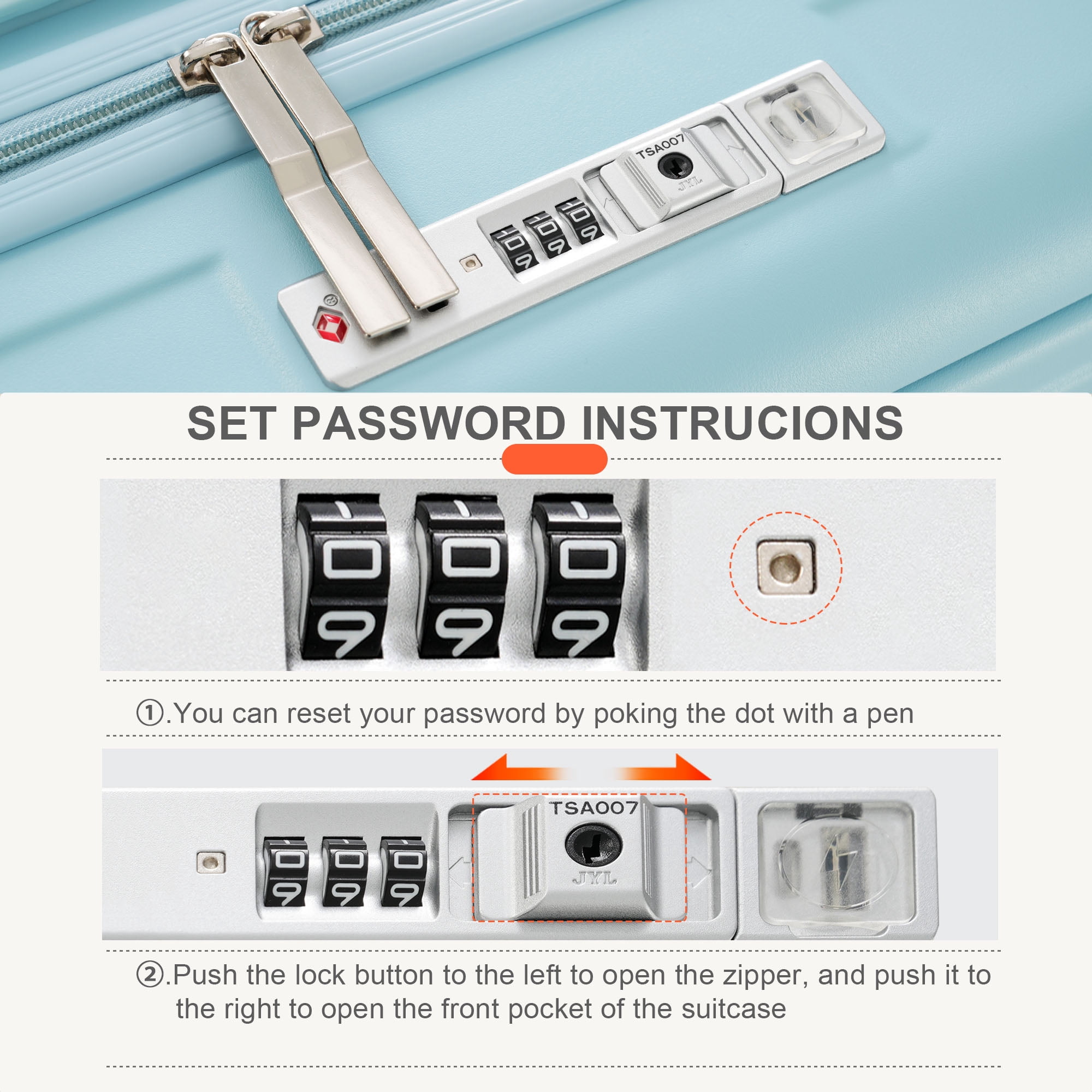 LoLado Front Opening 20in Carry-on Luggage with Expandable Travel Bag Set, ABS Hard Shell Two-piece Travel Suitcase Set with USB Port, Cup Holder, Light Blue