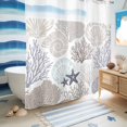 thumbnail image 5 of No Hook Shower Curtain with Built-in Rings - Brown Blue Coastal Ocean Washable Waterproof Fabric Bathroom Curtains for Hotel,Rentals, 72 X 78 Inch Long , Coral Starfish Shell, 5 of 9