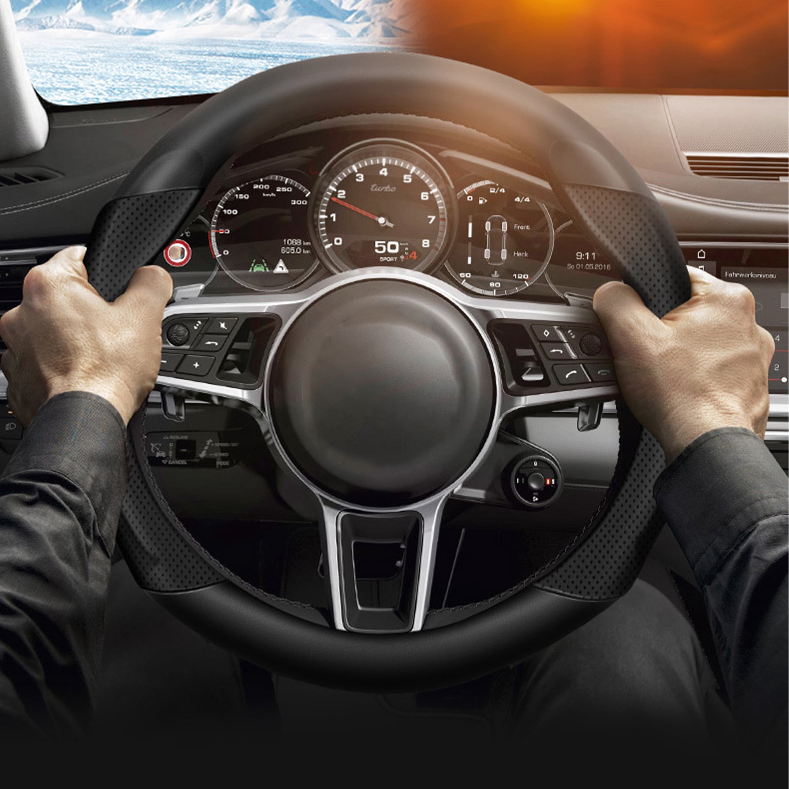 Car Steering Wheel Cover, Wheel Cover Protector, Anti-Slip, Breathable, Full Surround Universal Car Accessory For Tesla Model 3 For Model Y For Model S For Model X-[Type D]Model 3
