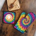 thumbnail image 5 of Rainbow Tie Dye Mandala Pattern Kitchen Oven Mitt and Pot Holder Sets 2 Pcs for Baking, Cooking and Grilling, Heat Resistant Up To 392 °F, 5 of 7