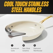 Gotham Steel 15 Pc Pots and Pans Set Non Stick Ceramic Cookware Set Non Stick, Elegant Pot and Pan Set with Gold Handle Finish, non stick pots and pan set with Utensils and Steamer, Cream/Gold