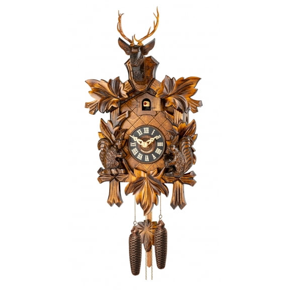 Cuckoo Clock 5 Leaves, head of a deer