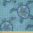 thumbnail image 2 of Turtle Fabric by The Yard, Aquatic Animals Hand Drawn Lily Flowers Built in Drop Shape Shell and Spiral Lines, Stretch Knit Fabric for Clothing Sewing and Arts Crafts, 1 Yard, Sea Blue, by Ambesonne, 2 of 3