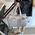 thumbnail image 2 of CHAOYUNYI Large Capacity Mommy Bag, Waffle Quilted Diaper Bag Tote with Wide Shoulder Straps, Lightweight Baby Hospital Bag for Mother & Baby Travel, Grey, 2 of 7