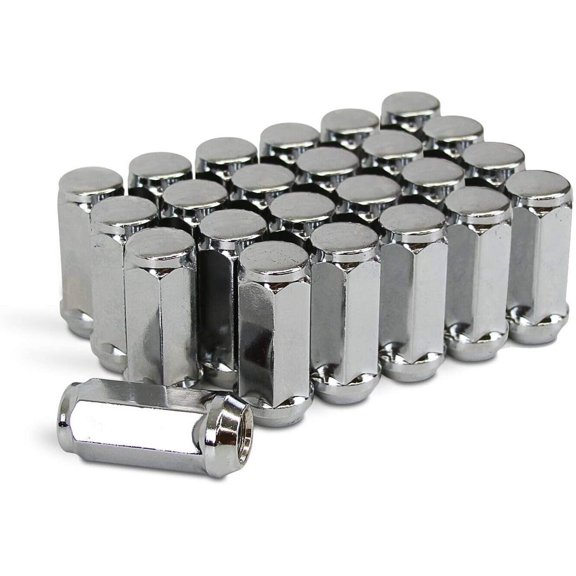 32 Chrome Bulge Acorn Lug Nuts 2" Compatible with Chevy Silverado 2500 3500 HD Trucks 14x1.5