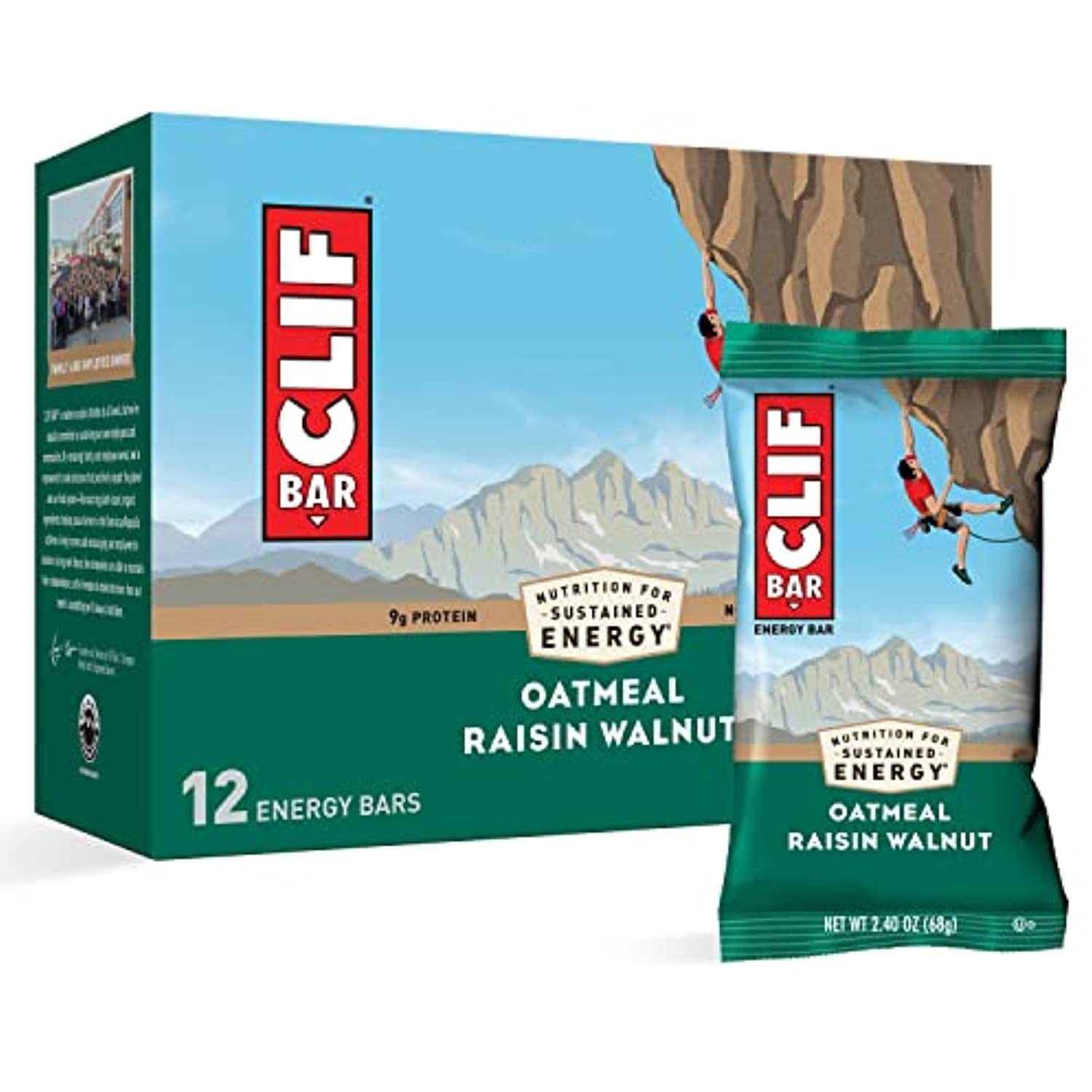 Clif Bars - Energy Bars - Oatmeal Raisin Walnut - Made With Organic Oats -  Plant Based Food - Vegetarian - Kosher ( Ounce Protein Bars, 12 Count) -  