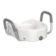 drive Premium White Plastic Non-Elongated Toilet Seat with Arms 5" Height up to 300 lbs